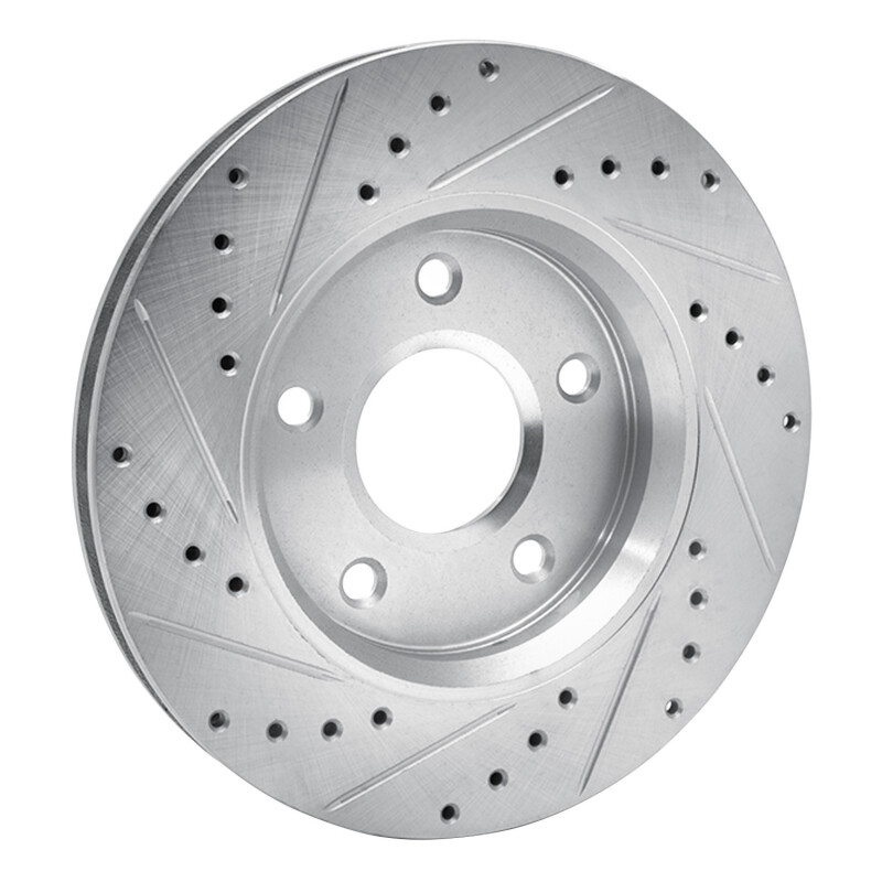 Chrysler Town & Country Brake Rotor (1) - Front Right - R1 Concepts - Drilled & Slotted - Silver - `08-`16